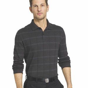 Van Heusen Long-Sleeve Jaspé Windowpane Polo